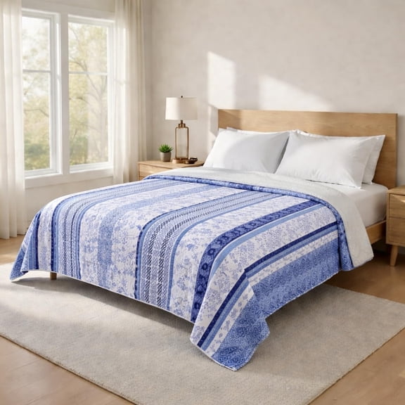 Sacred Thread Sherpa Fleece Blanket, Soft and Cozy Queen Blanket, Plush Blanket for Sofas & Beds