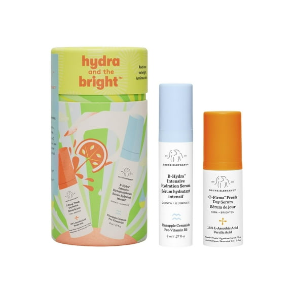 Drunk Elephant Hydra and the Bright - Includes C-Firma (9 ml) and B-Hydra (8 ml) - Clean Clinical Skincare - Cruelty-Free - Dermatologist-T