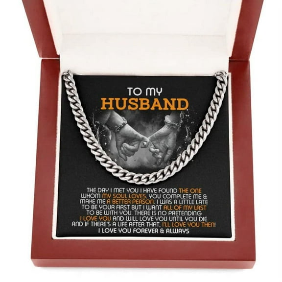 Anniversary gifts Jewelry To My Husband Necklace For Husband gift for him Birth Month Cuban Link Chain Necklace