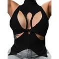 thumbnail image 4 of Liacowi Women Cut Out Tank Crop Tops Criss Cross Hollow Out Halter Vest Basic Slim Fit Off Shoulder Sleeveless Shirt Party Club Streetwear, 4 of 7