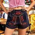 thumbnail image 2 of TEAJOPSUU Womens Oktoberfest Shorts Embroidered High Waist Side Lace Up Traditional with Pockets Shorts Navy, 2 of 6