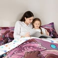 thumbnail image 4 of Castle Fairy Stylish Black Girl Twin Bedding 7-Piece,Music Makeup Print Bedding Comforter Set,Purple, 4 of 7