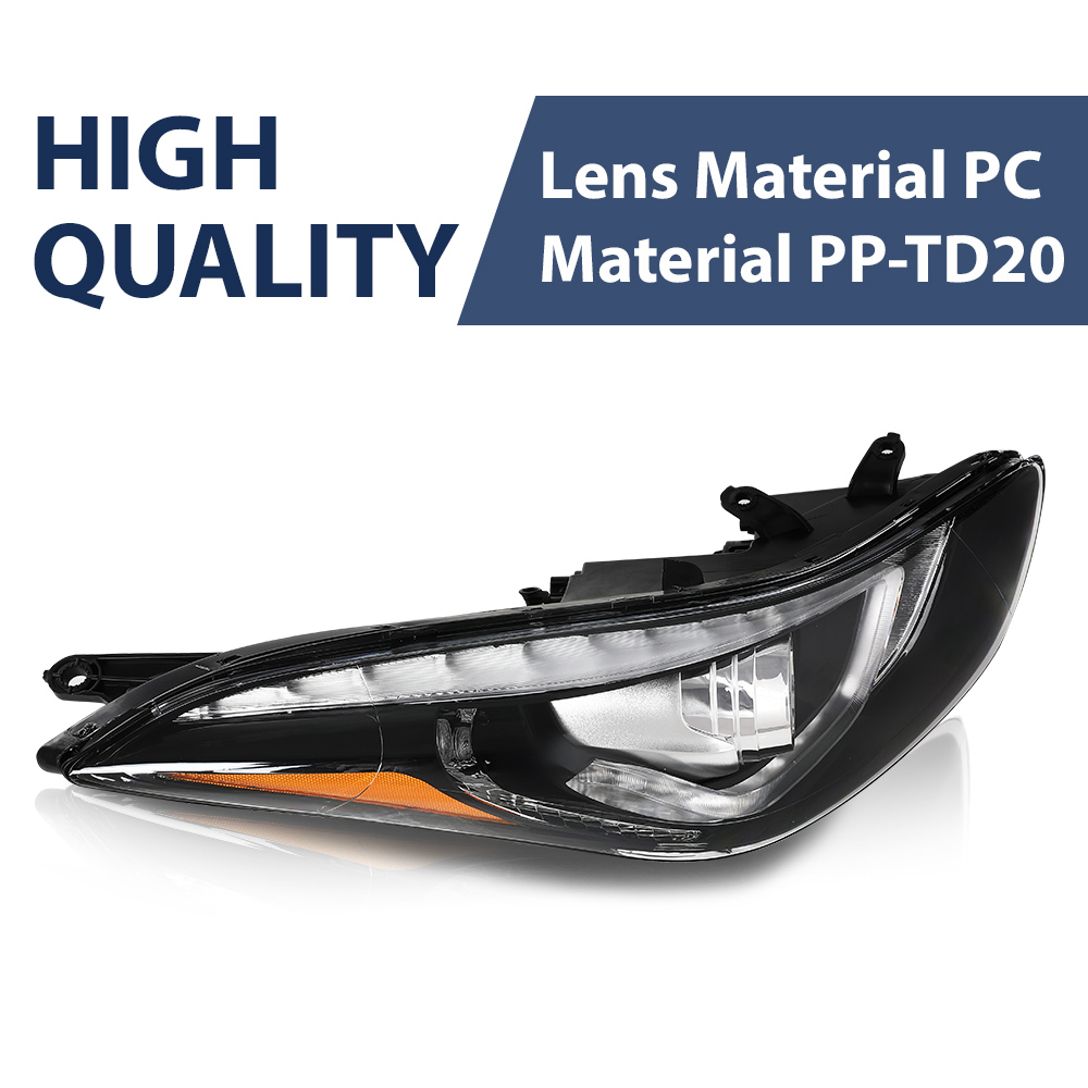 PIT66 Headlights Fit for 2014-2016 Hyundai Elantra DRL LED Projector Clear Lens LH+RH 2Pcs
