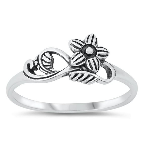 Elegant Woodland Flower Ring .925 Sterling Silver Band Jewelry Female Male Unisex Size 6
