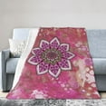 thumbnail image 1 of DouZhe Ultra-Soft Micro Fleece Lightweight Flannel Bed Blanket, Bohemian Pink Mandala Print Cozy Warm Throw Blankets, 80"x60", 1 of 7
