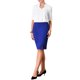 thumbnail image 4 of INSPIRE CHIC Vestido de trabajo de manga corta para mujer, vestido lápiz de cuello en V de color contrastante, S azul real, 4 of 5