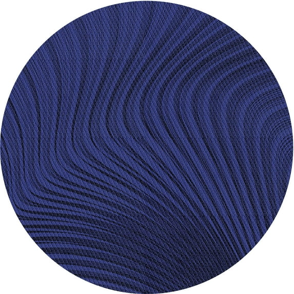 Ahgly Company Machine Washable Indoor Round Transitional Sapphire Blue Area Rugs, 3' Round