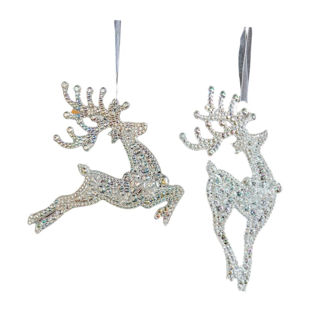 Adornos navideños Charm Colgantes Acrílico Transparente Decoraciones para árboles de Navidad para 2 alces