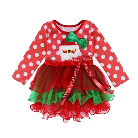 

EHTMSAK Infant Baby Toddler Child Children Kids Tulle Tutu Fall Winter Sundress for Girl Long Sleeve Christmas Dress Bow Dresses Green 6M-4Y 110