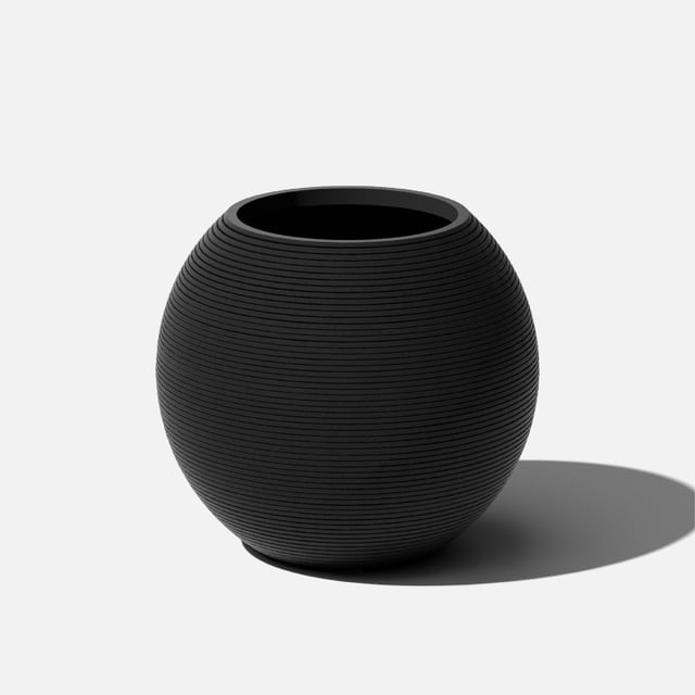 Veradek Série Strata Jardinière Ronde en Plastique-Pierre en Forme de Sphère - Noir