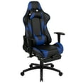 thumbnail image 3 of Emma + Oliver Z300 Gaming Chair Racing Office Ergonomic Computer Chair with Fully Reclining Back and Slide-Out Footrest in Blue LeatherSoft, 3 of 15