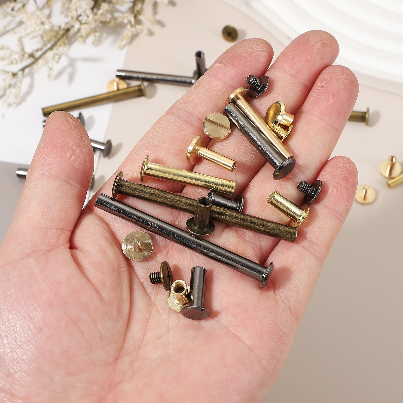 Uxcell 20 Sets Chicago Screw Rivets M5x100mm Metal Phillips Head Post Nail Rivet Stud Screws Connectors for DIY Leather Belt Bag Craft Bookbinding, Black