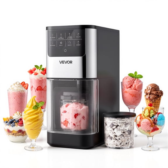 VEVOR Ice Cream Maker, 7-in-1 Frozen Treat Maker for Gelato, Sorbet, Milkshake, Frozen Yogurt & Lite Ice Cream, Homemade Ice-Cream Machine with One-Touch Mix-in   Respin for Smooth, Creamy Texture