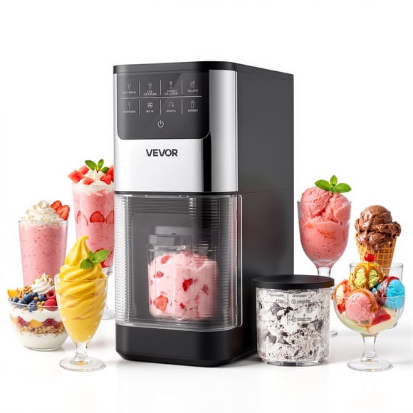 VEVOR Ice Cream Maker, 7-in-1 Frozen Treat Maker, Frozen Yogurt & Lite Ice Cream, Homemade Ice-Cream Machine with One-Touch Mix-in + Respin for Smooth, Creamy Texture