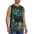 thumbnail image 2 of Balery Mystical Black Cat Fireflies Camisetas sin mangas para hombre, absorbe la humedad y protege contra el mal olor.-3X-Large, 2 of 7