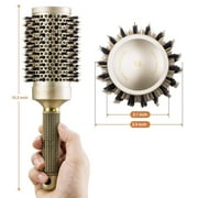 Boar Bristles Round Hair Brush, Nano Thermal Ceramic & Ionic Tech & Anti-Static, Roller Hairbrush for Blow Drying, Curling, Straightening, Add Volume & Shine