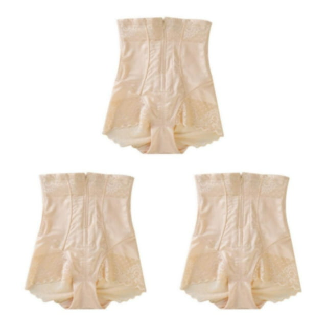 Wweixi Nylon Instant Effect With Hi-Waist Belly Control Body Shapers Underwear Easy Skin color L 3Set
