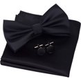 thumbnail image 1 of LAICAIW Mens Solid Color Double Fold Pre-tied Bow Tie and Pocket Square Cufflink Set with Gift Box, 1 of 7