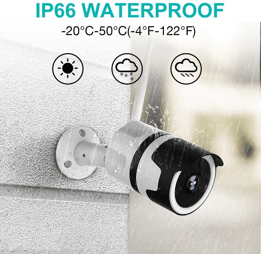 Outdoor Security Camera, Netvue WiFi Surveillance Camera with Motion Detection Weatherproof Night Vision-White