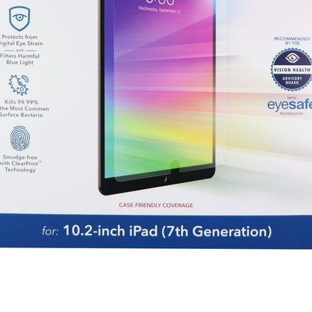 ZAGG - InvisibleShield Glass Elite VisionGuard+ Blue Light Filtering Screen Protector for Apple iPad 10.2" - Clear