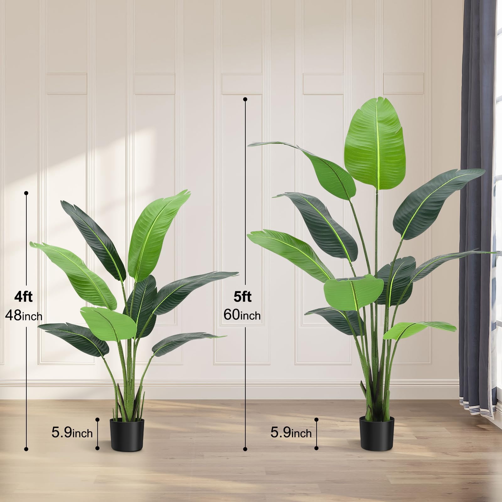 TROPOW Bird of Paradise Artificial Plant, 4 Feet Faux Bird Paradise Plant Green Tropical Artificial Plants for Indoor Home Living Room and Offices Decoration, 1 Pack