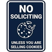 Portrait Round No Soliciting Unless You Are Selling Cookies Sign (Navy Blue/White) - Small