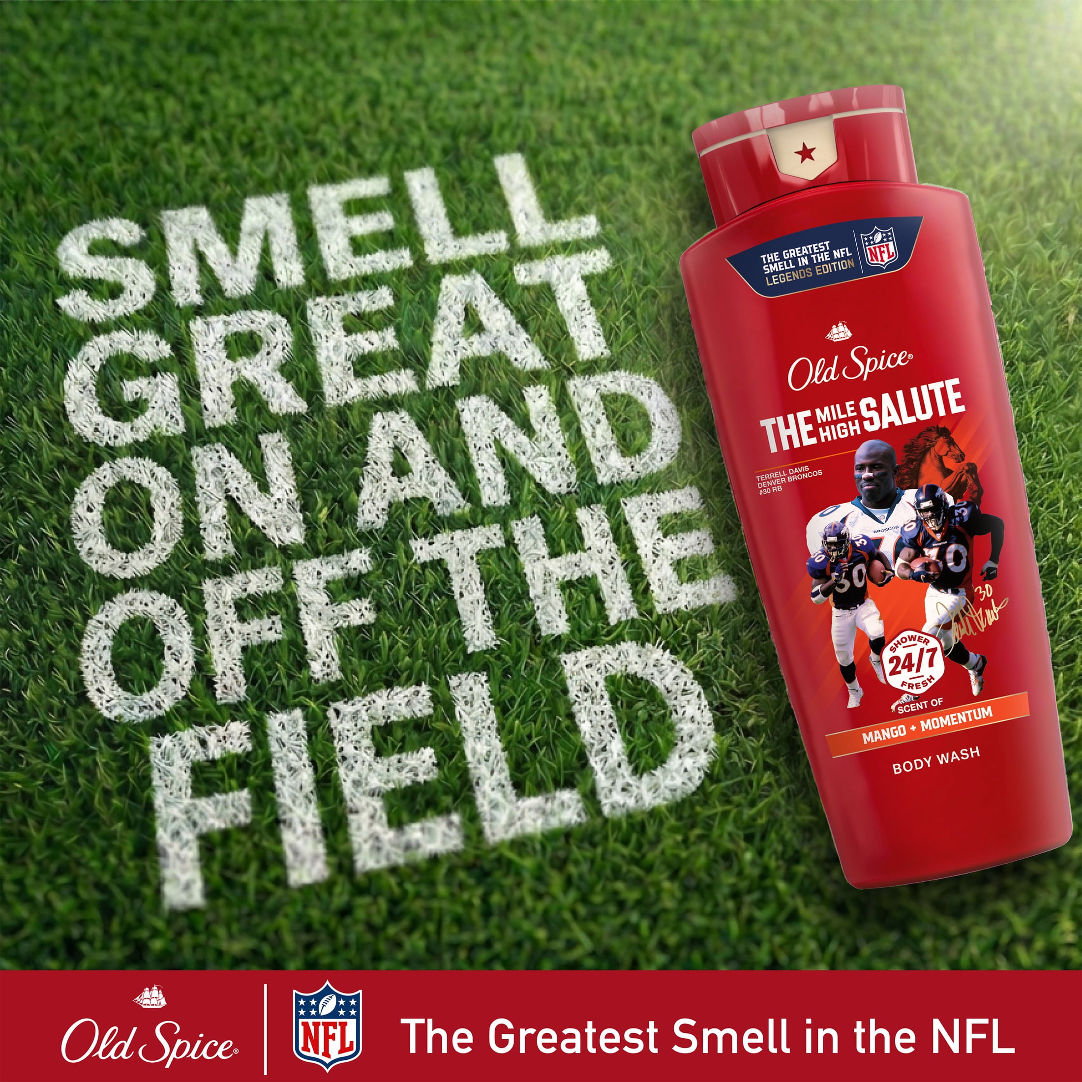 Old Spice Body Wash for Men, NFL Collection, Terrell Davis, Scent of Mango + Momentum, 24 fl oz