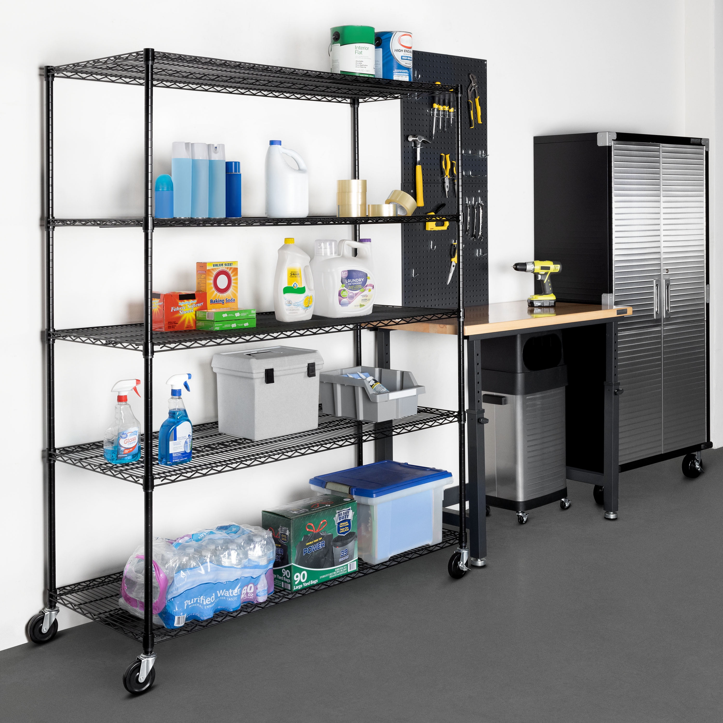 Seville Classics UltraDurable® 5-Tier NSF Steel Wire Shelving, 60" W x 24" D, Black
