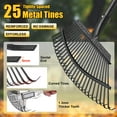 thumbnail image 4 of AEASKIEY 25-Tine Leaf Rake with 60" Handle - Heavy Duty Metal Garden Rake for Yard Work, Lawn Debris & Pine Needles - Durable Outdoor Rake, 4 of 8
