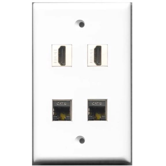 RiteAV - 2 Port HDMI 2 Port Shielded Cat6 Ethernet Wall Plate