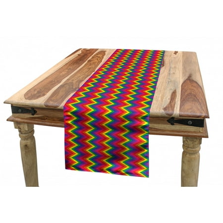 

Groovy Table Runner Rainbow Zig Zag Vertical Chevron Pattern Geometric Striped Repeat Vibrant Colors Dining Room Kitchen Rectangular Runner 3 Sizes by Ambesonne