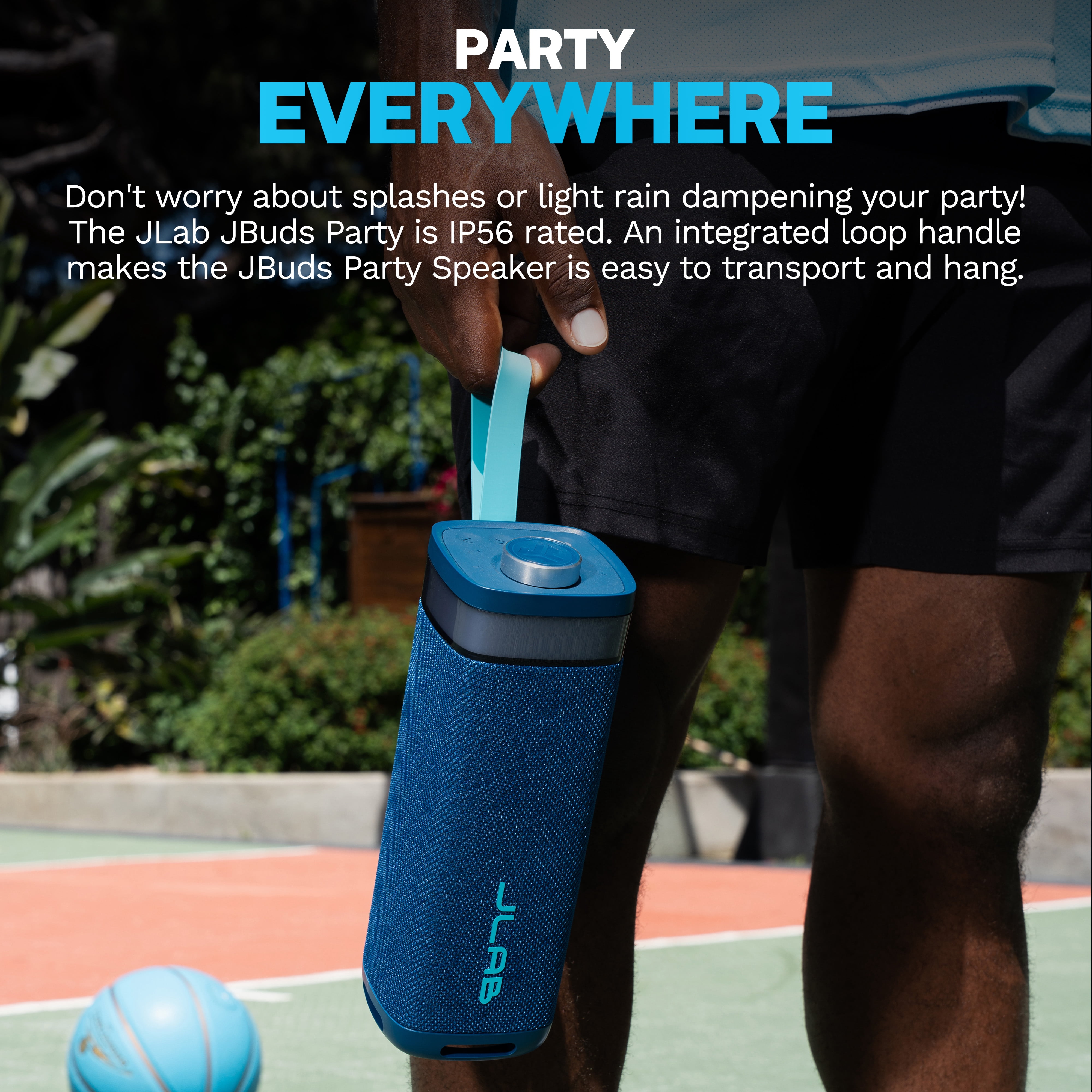 JLab JBuds Party Portable Bluetooth Speaker, 30W, 12 Hour Playtime, RGB Lighting, Splashproof, Navy