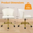 thumbnail image 3 of CLATINA Home Office Desk Chair Velvet Vanity Chairs Gold Base, Ergonomic Small Cute Chair Adjustable Height with Wheels Rolling Armless Chair Swivel Task Chair for Study Living Room Bedroom, White, 3 of 9