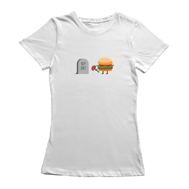 T-shirt Blanc pour Femmes avec Graphique de Burger Drôle de Régime
