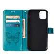 thumbnail image 4 of SaniMore Case for iPhone 15 (6.1" 2023), PU Leather Full-body Protective Cover with Luxury Embossed Butterfly [Wrist Strap & Card Slots & Flip Kickstand] Shockproof Wallet Cover, Blue, 4 of 9