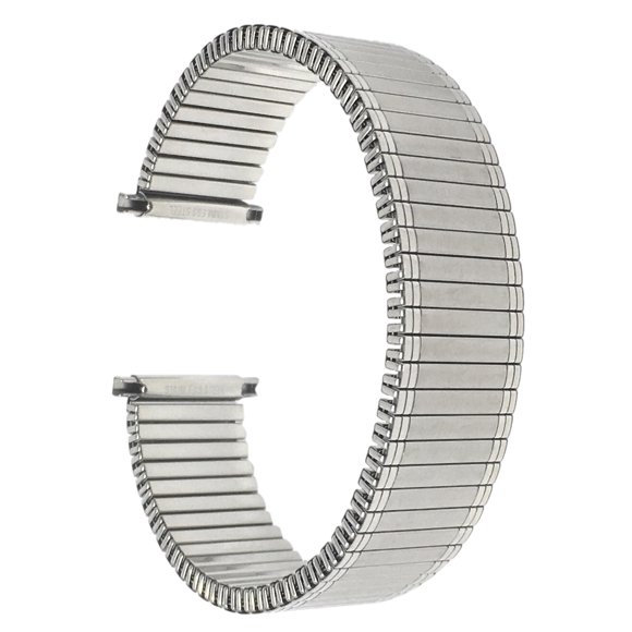 Bandini 21mm Silver Tone Stainless Steel Stretch Watch Strap for Men, Straight End, Metal Expansion Watch Band, No Buckle