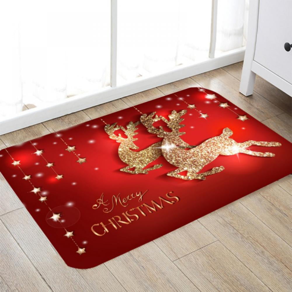 Gnomes Snowflake Christmas Bath Rugs Red and Black Buffalo Plaid Sponge Doormat Absorbent Non Slip Backing Durable Soft Flannel Mat Memory Foam Mats Carpet for Bathroom Kitchen 18 x 30 inches