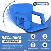 Wide Stadium Seat for Bleachers Reclining Stadium Chair w/Blue Cushion