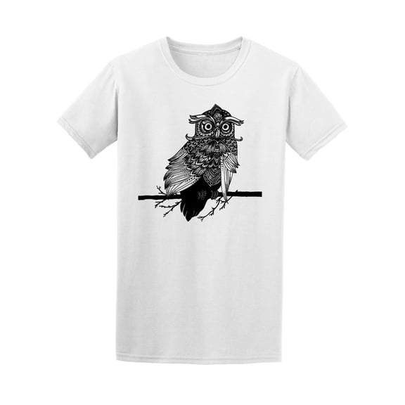 Owl On Branch Tribal Style Tee Men's -Image by Shutterstock