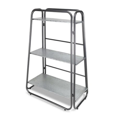 3 Tier Folding Shelf - Cheungs 5341 Tall, 3 Tier, Folding Metal Shelf with Galvanied Metal Shelves & A Steel Frame