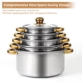thumbnail image 5 of Thick Stainless Steel Cookware Set, Pots and Pans Set, 11 Pcs Kitchen Induction Cookware Set with Glass Lid for Cooking, Induction Compatible Set for Rv and Camping with Cleaning Brush, Gold, 5 of 7
