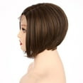 thumbnail image 3 of OneDor 8 Inch Angled Layers Lace Front Wig Relaxed Straight Bob wig (Medium Brown Evenly Blended with Warm Medium Brown-RL6/8) …, 3 of 7