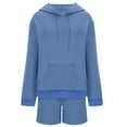 thumbnail image 4 of Christmas Deals! Borniu 2 Piece Outfits for Women, Pullover Tracksuit Long Sleeved Hoodies Drawstring Sweatshirt Fashion Shorts Set Clearance, 4 of 9