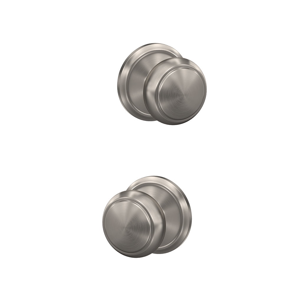 Schlage FC172AND619ALD Custom Andover Non-Turning Two-Sided Dummy Door Knob Set - Nickel