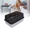 thumbnail image 1 of Stainless Steel Cat Litter Box Top Entry Anti Splashing Large Metal Kitty Toilet for Big Cats, 1 of 7