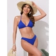 thumbnail image 4 of DARING DIVA Women's Waffle Knit Textured Halter Bikini Set Large Royal Blue, 4 of 6