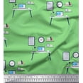 thumbnail image 1 of Soimoi Green Rayon Fabric Monitor,Books & Study Table Education Theme Print Sewing Fabric Yard 56 Inch Wide, 1 of 3
