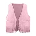 thumbnail image 2 of newwalpole Baby Girls Faux Suede Tassel Vest Western Cowgirls Fringe Waistcoat Hippie Cardigan Jacket(Pink,6-12 Months), 2 of 4
