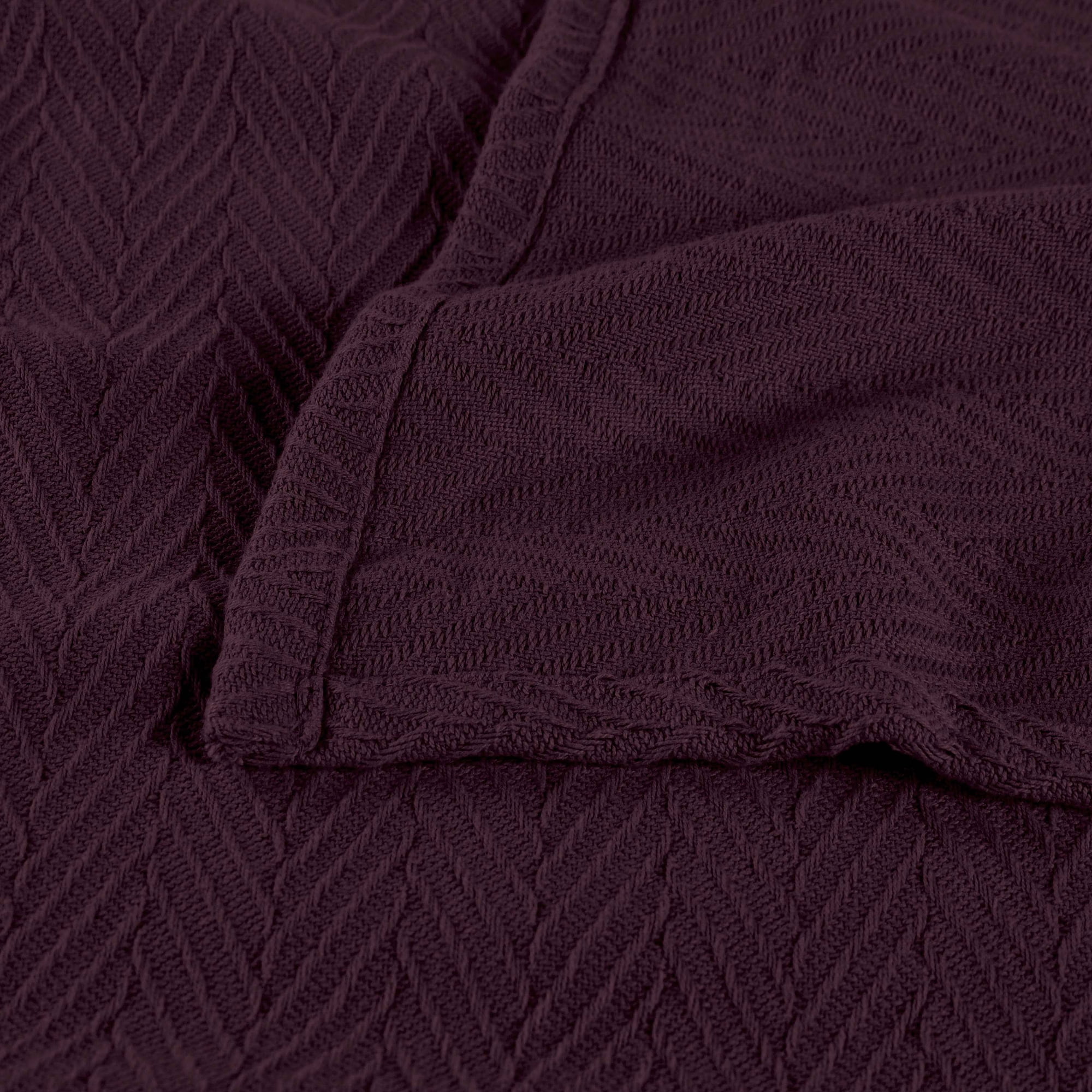 Superior Metro Chevron Zig-Zag All-Season Cotton Blanket, Full/Queen, Plum