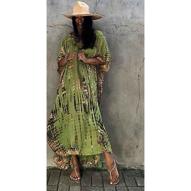 2022 Vestido De playa con estampado bohemio para mujer, traje De baño, túnica De verano para mujer, ropa De playa, bata De Plage Kaftan Q121